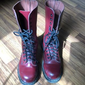 Vintage Crimson Leather Doc Martens Lace Up Boots